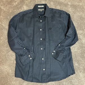 Men’s Faconnable button down shirt navy check medium